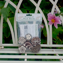 Load image into Gallery viewer, Botanical Wood Blocks Set - Medium flowers