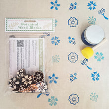 Load image into Gallery viewer, Botanical Wood Blocks Set - Mini flowers