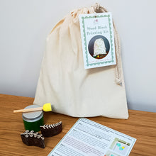 Load image into Gallery viewer, Botanical drawstring bag wood block printing kit