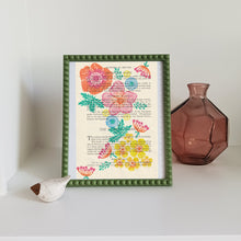 Load image into Gallery viewer, Floribunda vintage book page print (2 colours)