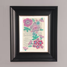 Load image into Gallery viewer, Floribunda vintage book page print (2 colours)