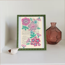 Load image into Gallery viewer, Floribunda vintage book page print (2 colours)