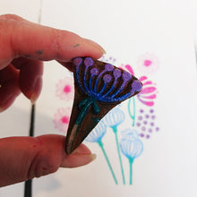 Load image into Gallery viewer, Set of 3 floral wood block prints in aqua colours