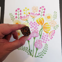 Load image into Gallery viewer, Summertime botanical wood block print (3 colour options)