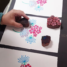 Load image into Gallery viewer, Summertime botanical wood block print (3 colour options)