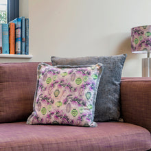 Load image into Gallery viewer, Pine Lanterns cushion - pink/ jade green
