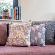 Load image into Gallery viewer, Wisteria cushion - purple/ cream
