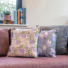 Load image into Gallery viewer, Wisteria cushion - purple/ cream