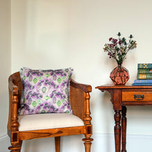 Load image into Gallery viewer, Pine Lanterns cushion - pink/ jade green