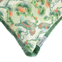 Load image into Gallery viewer, Cranes cushion - sage green/ orange