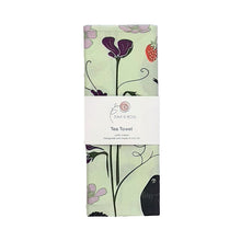 Load image into Gallery viewer, Fruits & Birds tea towel - pale green
