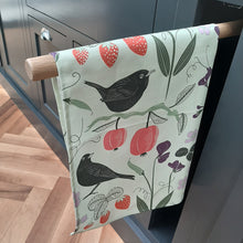 Load image into Gallery viewer, Fruits & Birds tea towel - pale green