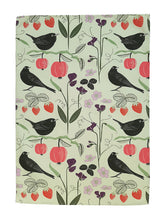Load image into Gallery viewer, Fruits & Birds tea towel - pale green