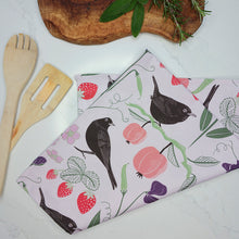 Load image into Gallery viewer, Fruits & Birds tea towel - pink