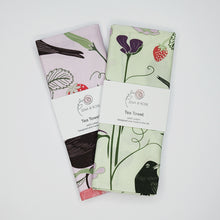 Load image into Gallery viewer, Fruits & Birds tea towel - pink