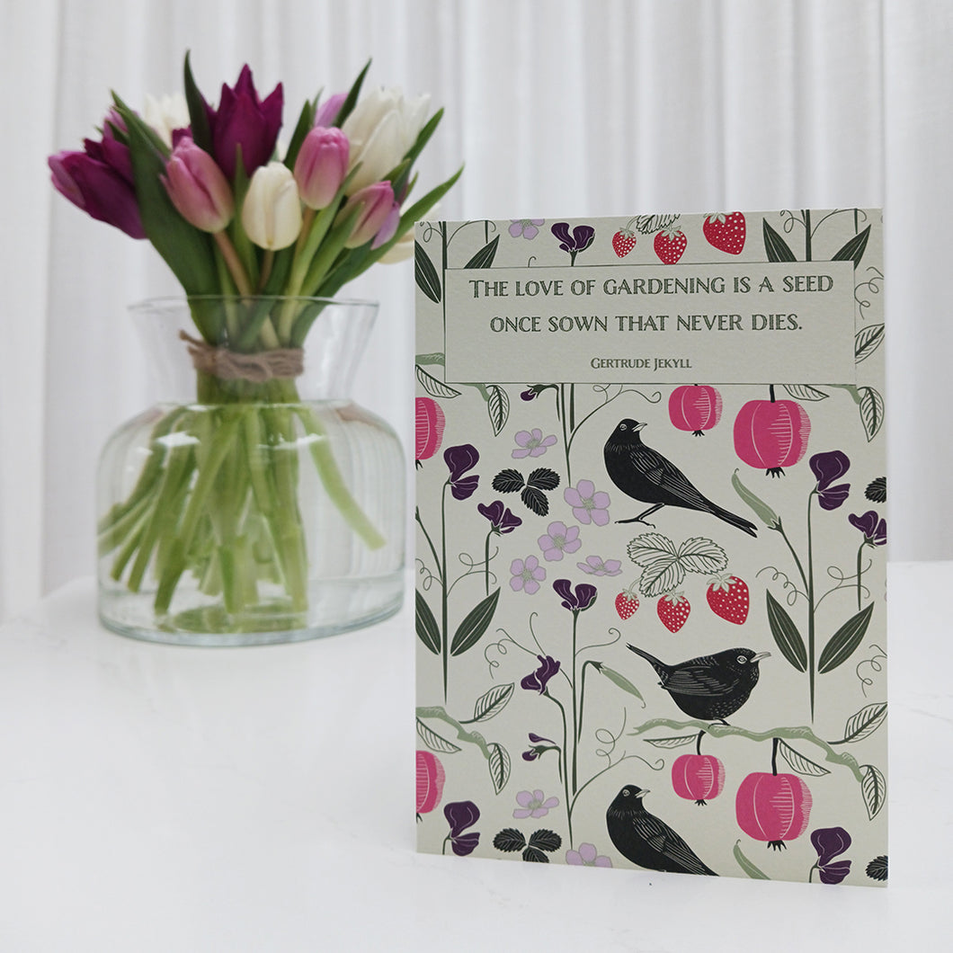 'The love of gardening' card