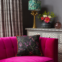 Load image into Gallery viewer, Hydrangea cushion - charcoal/ satsuma