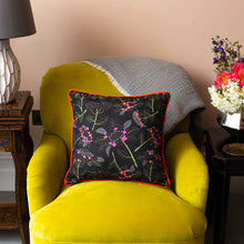 Load image into Gallery viewer, Hydrangea cushion - charcoal/ satsuma