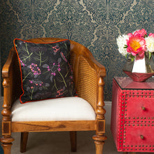 Load image into Gallery viewer, Hydrangea cushion - charcoal/ satsuma