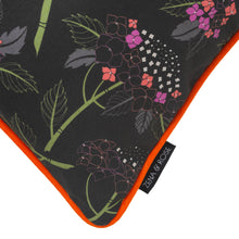 Load image into Gallery viewer, Hydrangea cushion - charcoal/ satsuma