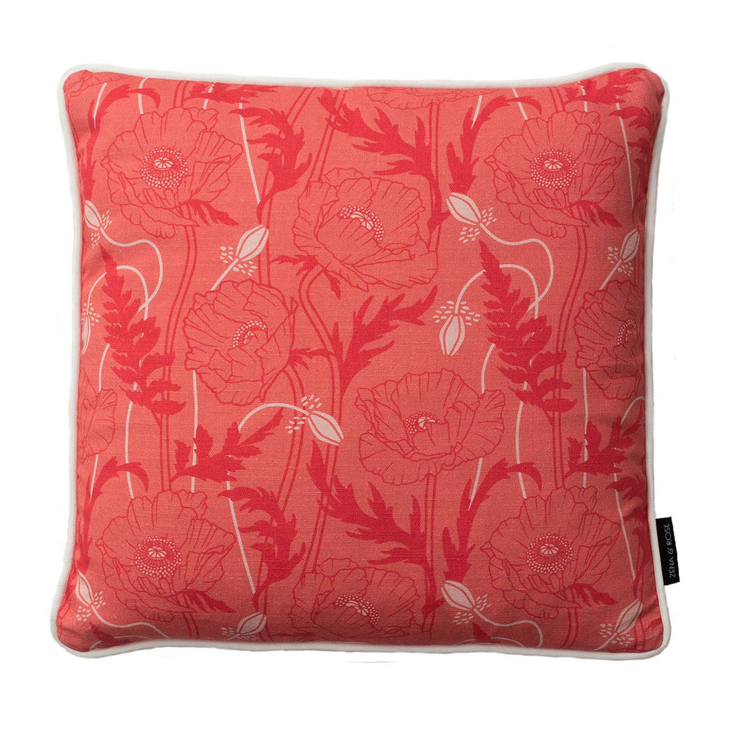 Poppy cushion - coral