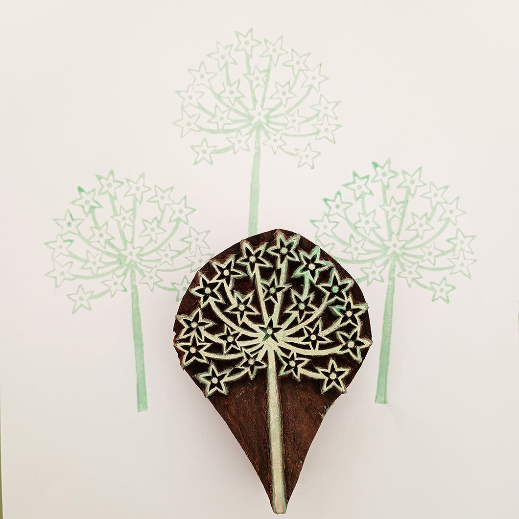 Allium flower wood block