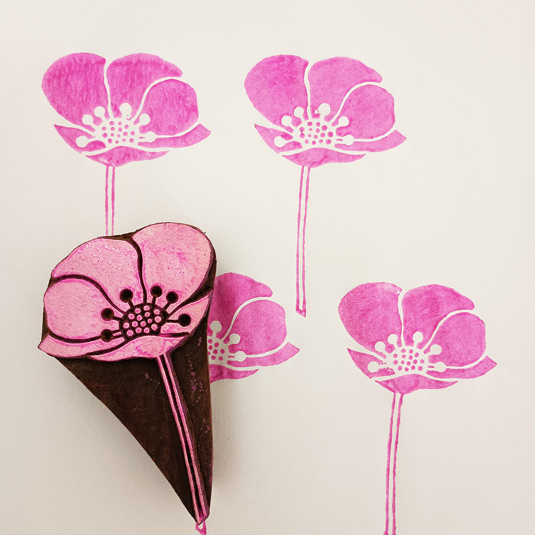Anemone flower (right) wood block