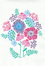 Load image into Gallery viewer, Set of 3 floral wood block prints in aqua colours
