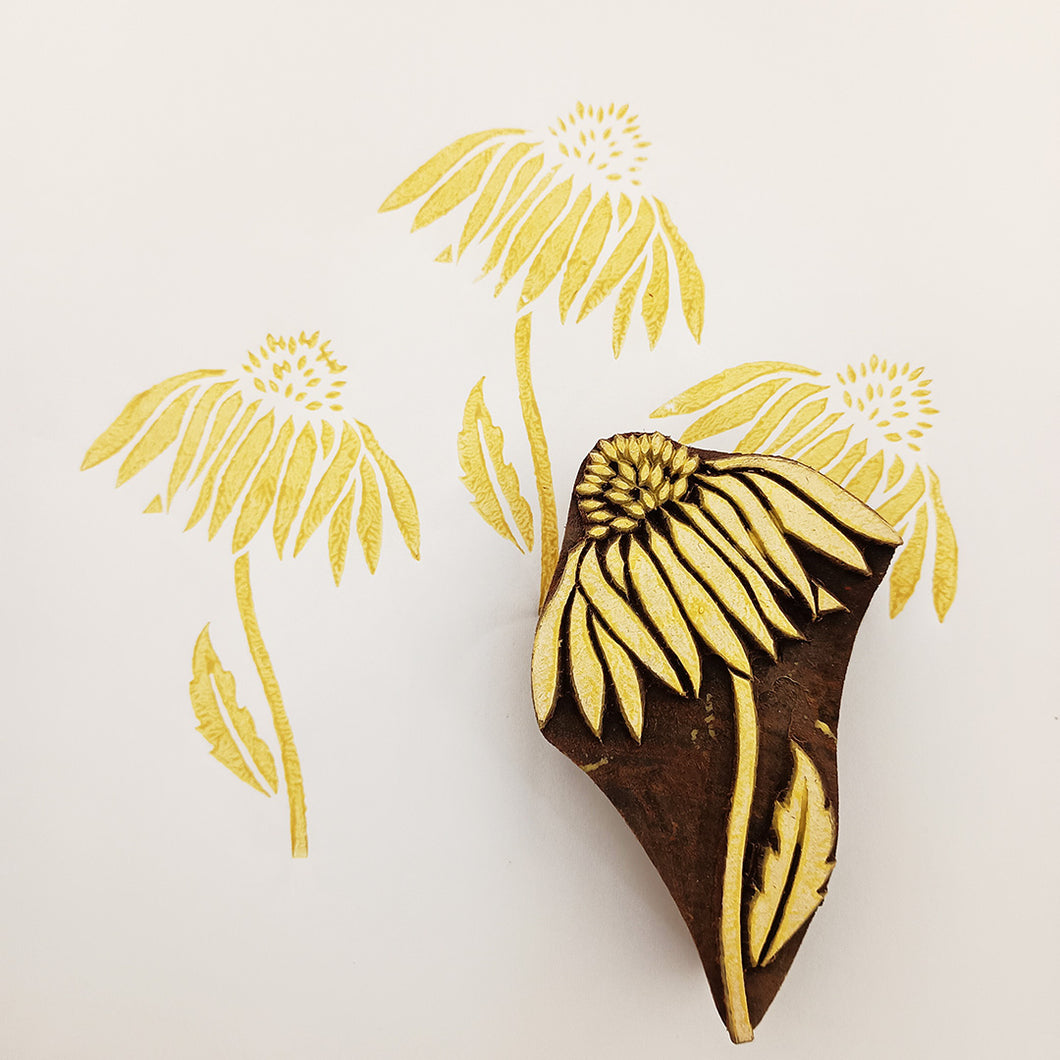 Echinacea flower (solid) wood block