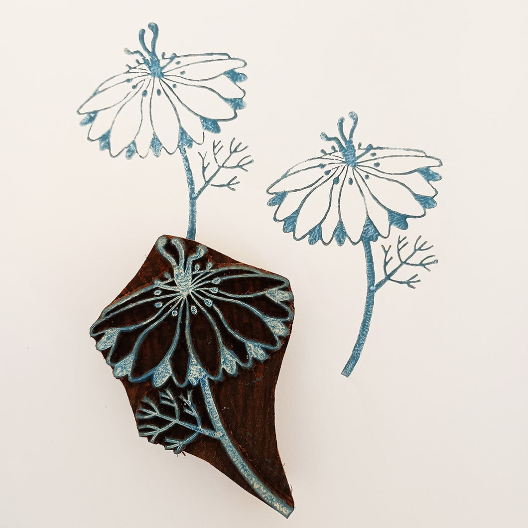 Nigella flower wood block