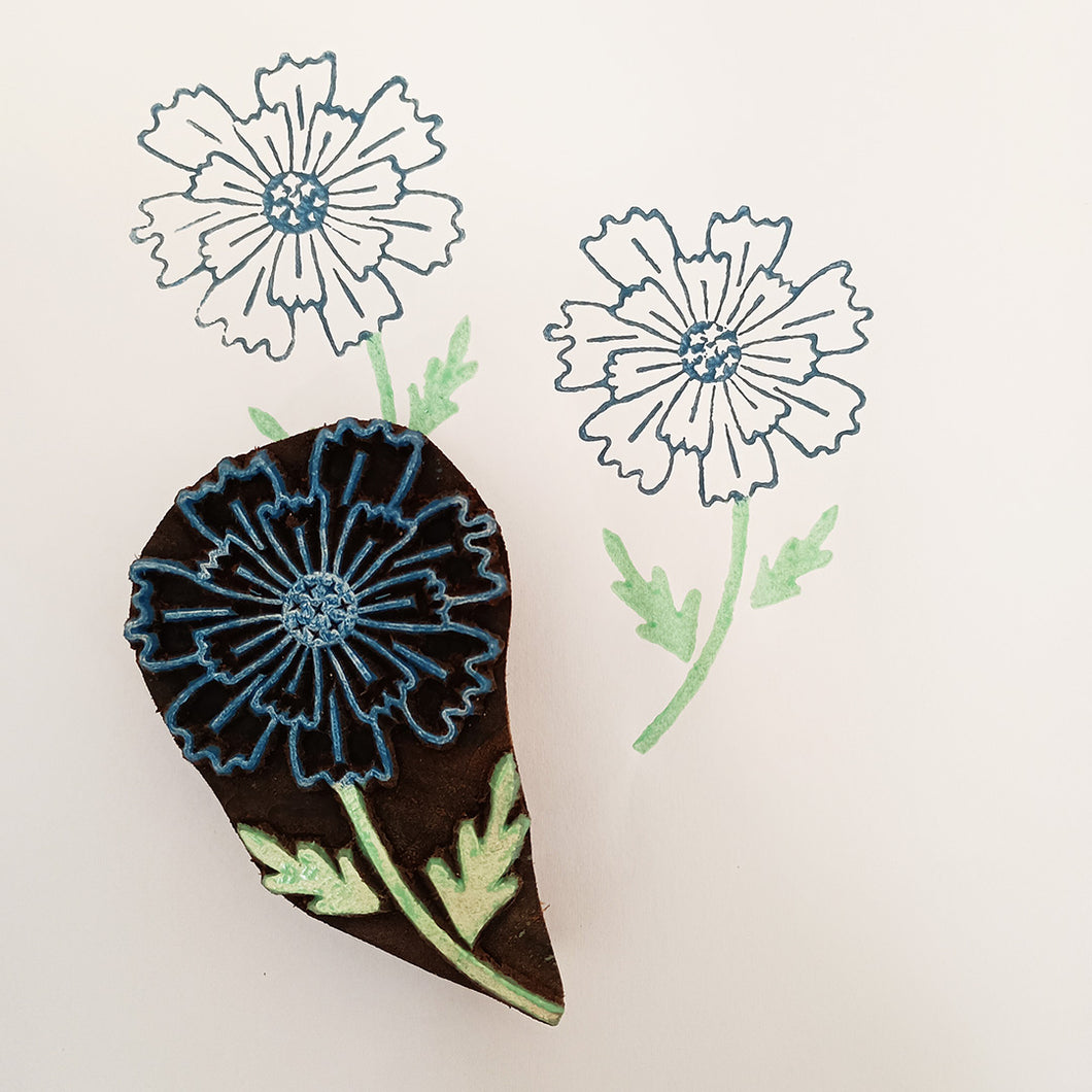 Scabiosa flower wood block