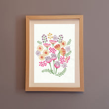 Load image into Gallery viewer, Summertime botanical wood block print (3 colour options)

