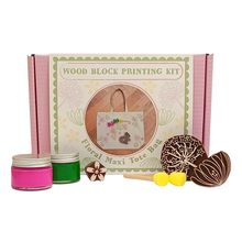 Load image into Gallery viewer, Floral maxi tote bag wood block printing kit
