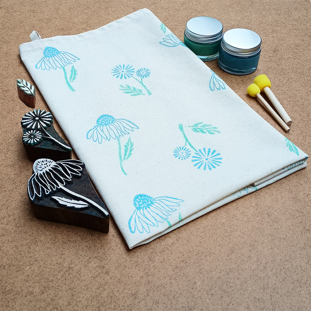 Garden tea towel wood block printing kit