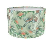 Load image into Gallery viewer, Cranes drum lamp shade - sage/ orange
