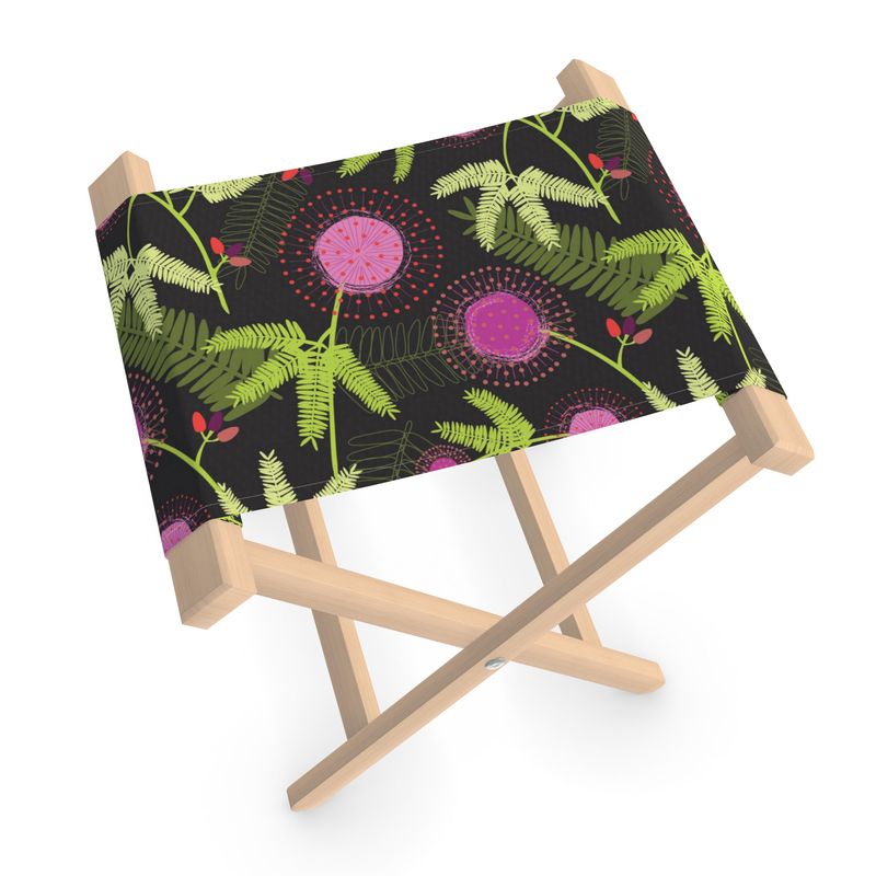 Mimosa Folding Stool Chair - black/ pink/ green
