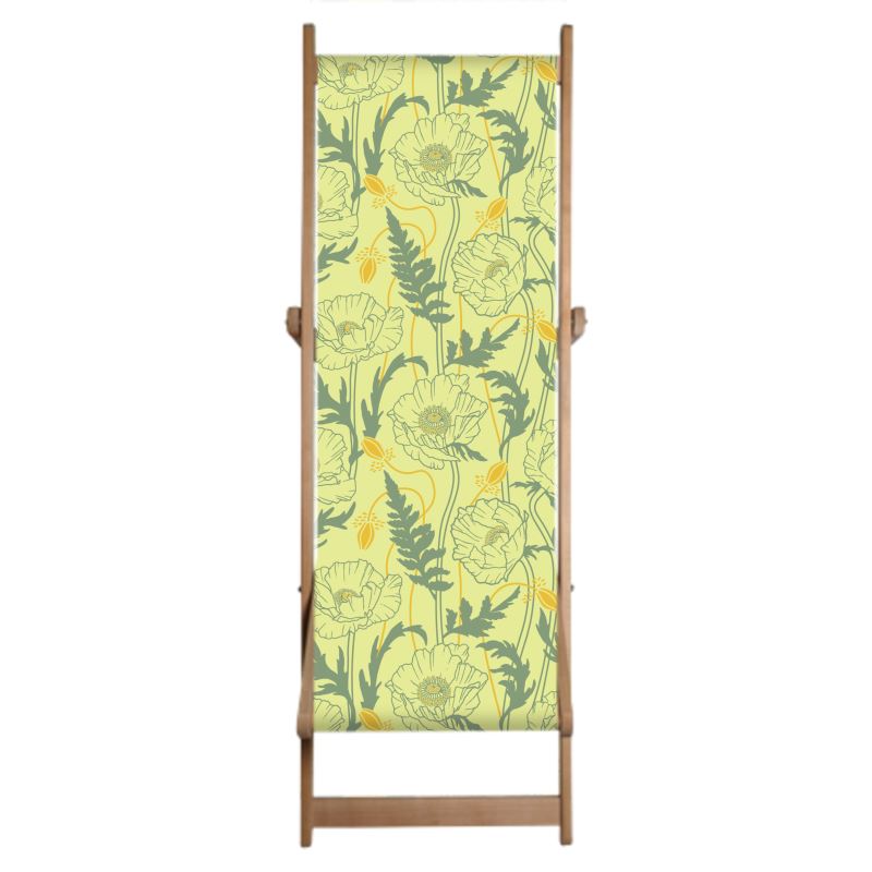 Poppy Deckchair - lemon yellow/ sage green