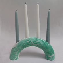 Load image into Gallery viewer, Green marbled arch candlestick
