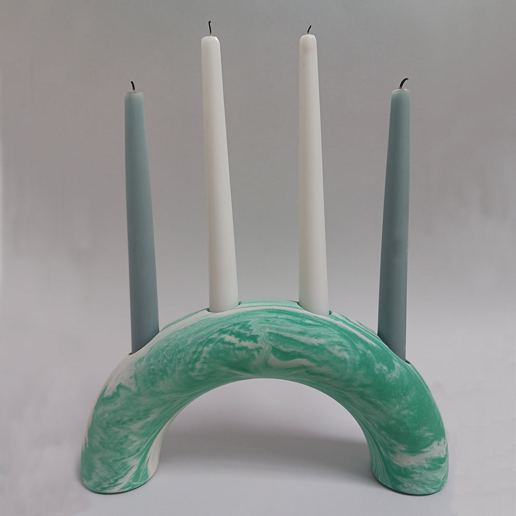 Green marbled arch candlestick