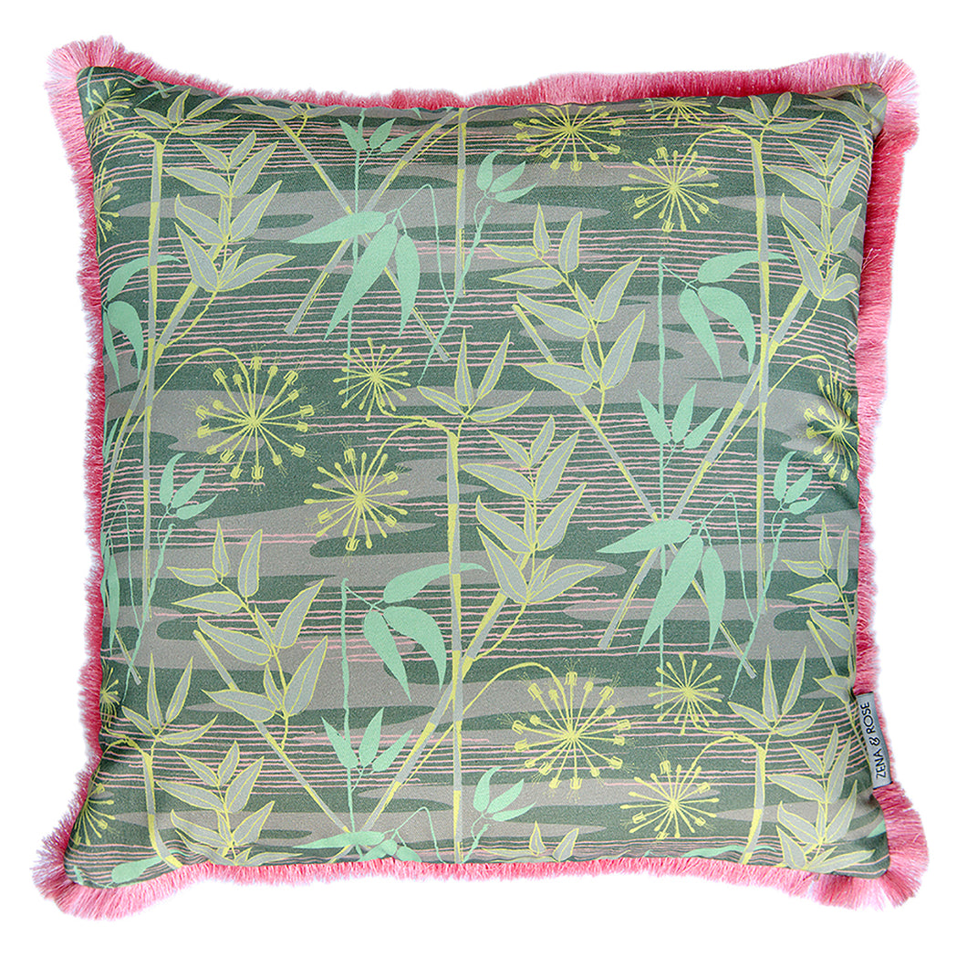 Bamboo Forest cushion cover (cotton)- slate grey/ mint green