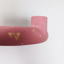 Load image into Gallery viewer, Dark pink circle candlestick with gold leaf
