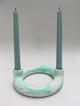 Load image into Gallery viewer, Turquoise marbled circle candlestick
