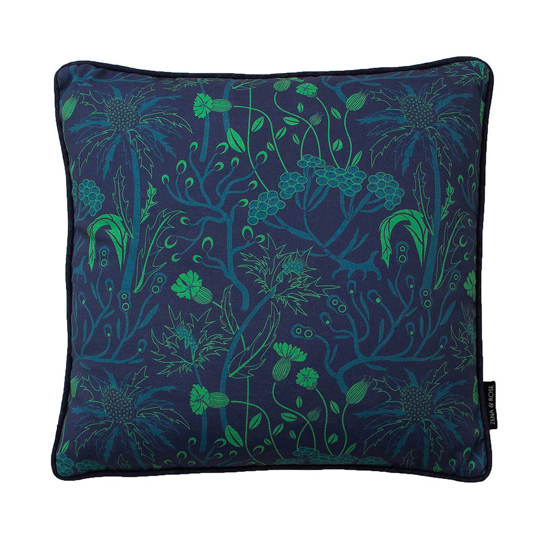 Sea Holly cushion cover (linen/cotton) - cobalt blue
