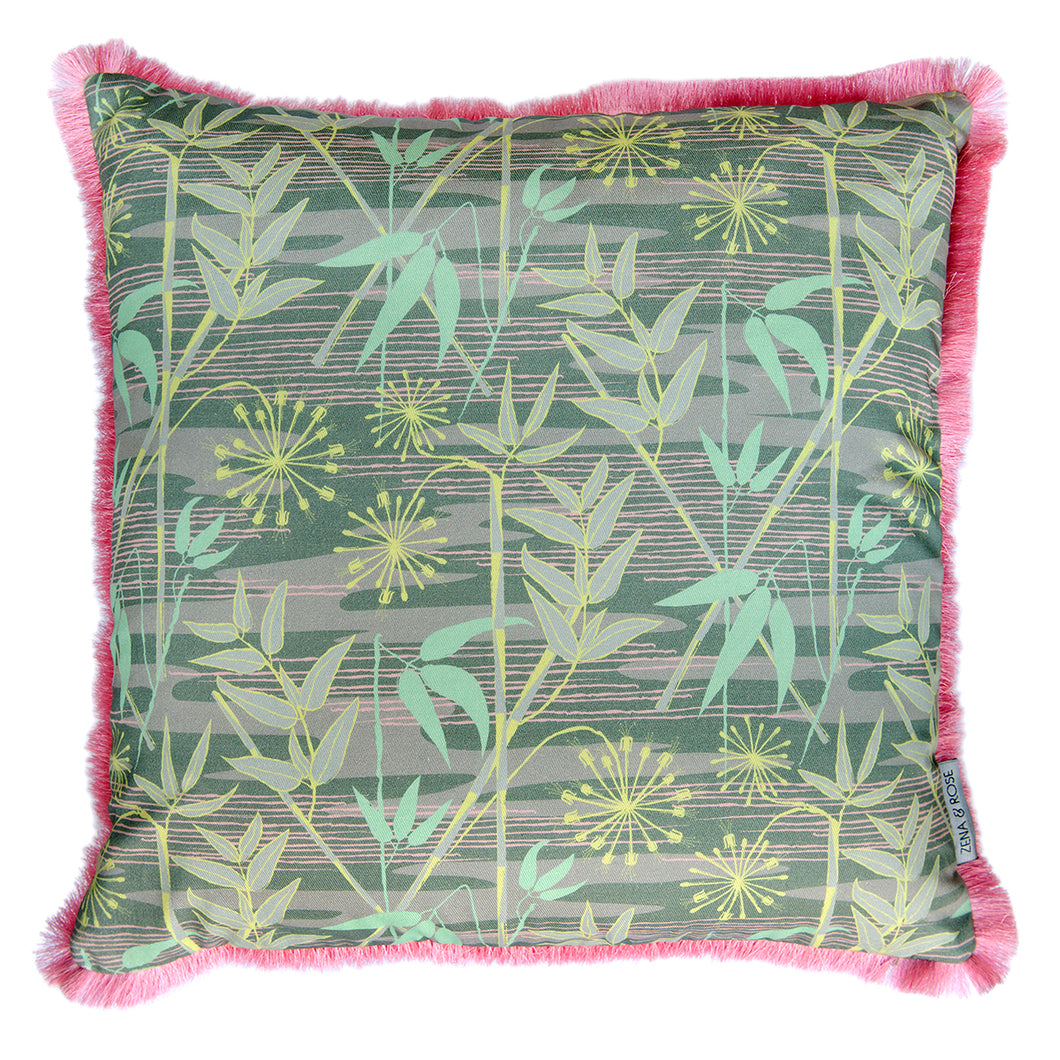 Bamboo Forest cushion - slate grey/ mint green