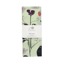 Load image into Gallery viewer, Fruits &amp; Birds tea towel - pale green

