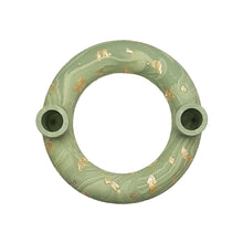Load image into Gallery viewer, Sage green circle candlestick with gold leaf
